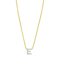 14K yellow gold E initial necklace with diamond accent