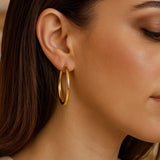 Medium Wedding Hoop Earrings in 14K Yellow Gold thumbnail 4