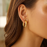 Medium Round Electroform Hoop Earrings in 14K Yellow Gold thumbnail 2