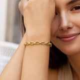 14K Yellow Gold Charm Lock Rolo Chain Bracelet (5.10 mm) thumbnail 2