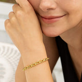 14K Yellow Gold Charm Lock Rolo Chain Bracelet (5.10 mm) thumbnail 3