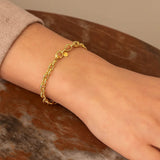 14K Yellow Gold Charm Lock Rolo Chain Bracelet (5.10 mm) thumbnail 4