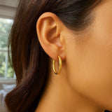 Endless Engraved Oval Hoop Earrings in 14K Yellow Gold thumbnail 3