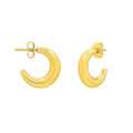 14K yellow gold puffy C shaped hoop earrings with no stones