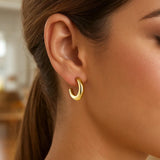 Puffy C Shaped Hoop Earrings in 14K Yellow Gold thumbnail 2