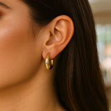 Puffy C Shaped Hoop Earrings in 14K Yellow Gold thumbnail 3