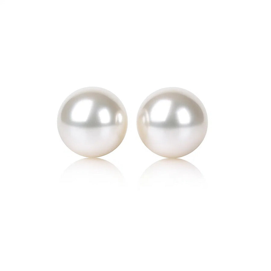14k Yellow Gold Freshwater Cultured White Pearl Stud Earrings (7mm)