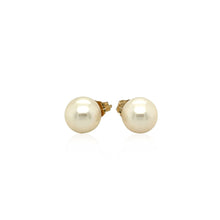 Load image into Gallery viewer, 14k Yellow Gold Freshwater Cultured White Pearl Stud Earrings (7mm)