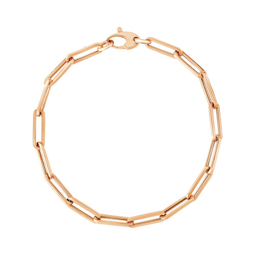 14K Rose Gold Bold Paperclip Chain Bracelet (4.20 mm)