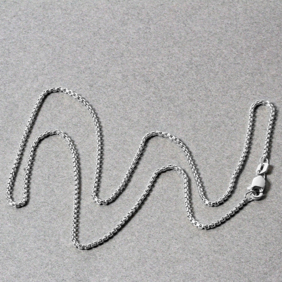 Sterling Silver Rhodium Plated Round Box Chain (1.30 mm)