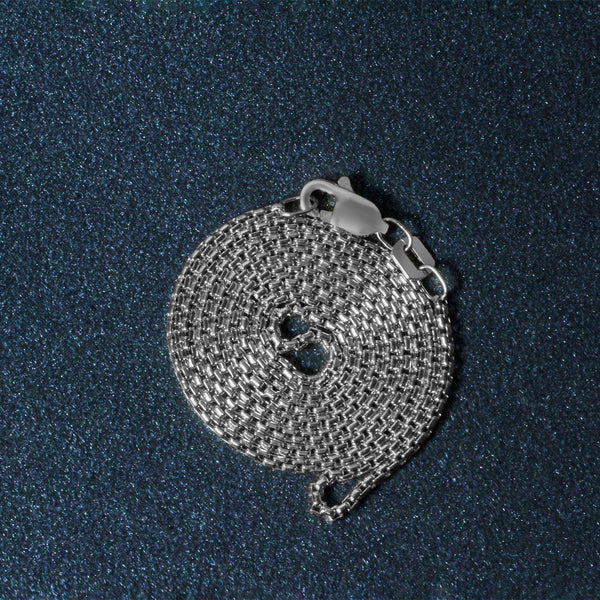 Sterling Silver Rhodium Plated Round Box Chain (1.30 mm)