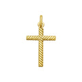 14K yellow gold cross pendant with cable bail and no stones