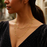 14K Yellow Gold Pyramid Station Layered Necklace thumbnail 2