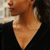 14K Yellow Gold Pyramid Station Layered Necklace thumbnail 3