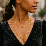 14K Yellow Gold Pyramid Station Layered Necklace thumbnail 4