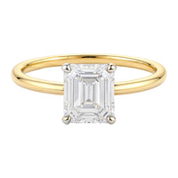 1 Carat Emerald Lab Grown IGI G/VS1 Diamond Solitaire Ring in 14K Yellow Gold