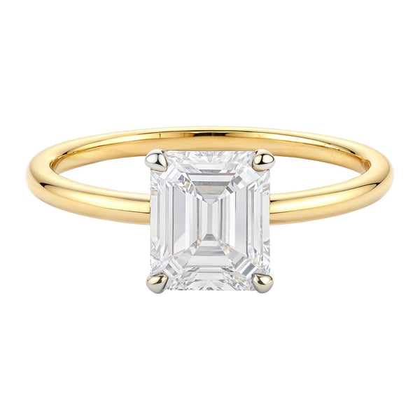 1 Carat Emerald Lab Grown IGI G/VS1 Diamond Solitaire Ring in 14K Yellow Gold