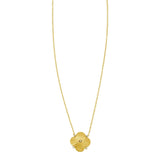 14K yellow gold clover pendant necklace with diamond stones thumbnail 1
