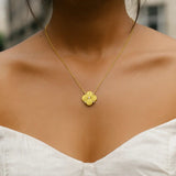 14K Yellow Gold Diamond Clover Pendant Necklace thumbnail 4