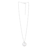 Sterling Silver Rhodium Plated and Mother of Pearl Heart Pendant Necklace thumbnail 2
