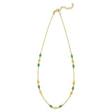 14K Yellow Gold Hexagon Turquoise Inlay Links Necklace thumbnail 2