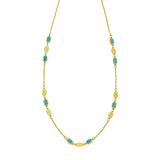 14K Yellow Gold Hexagon Turquoise Inlay Links Necklace thumbnail 3