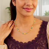14K Yellow Gold Hexagon Turquoise Inlay Links Necklace thumbnail 4