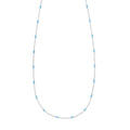 Sterling silver rhodium plated beaded necklace with blue enamel bands