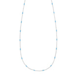 Sterling silver rhodium plated beaded necklace with blue enamel bands thumbnail 1