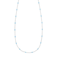 Sterling Silver Rhodium Plated Blue Enamel Beaded Necklace
