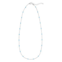 Sterling Silver Rhodium Plated Blue Enamel Beaded Necklace