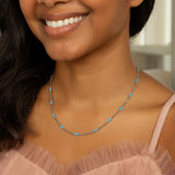 Sterling Silver Rhodium Plated Blue Enamel Beaded Necklace thumbnail 3