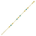 14K yellow gold bracelet with hexagon turquoise inlay links