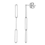 14K White Gold Lungo Paperclip Drop Earrings thumbnail 1