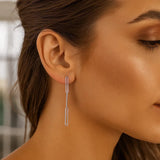 14K White Gold Lungo Paperclip Drop Earrings thumbnail 2