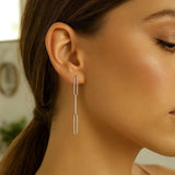 14K White Gold Lungo Paperclip Drop Earrings thumbnail 3