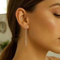 14K White Gold Lungo Paperclip Drop Earrings