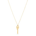 14K yellow gold triple heart key necklace with three heart-shaped cutouts