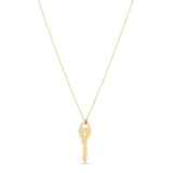 14K Yellow Gold Triple Heart Key Necklace thumbnail 1