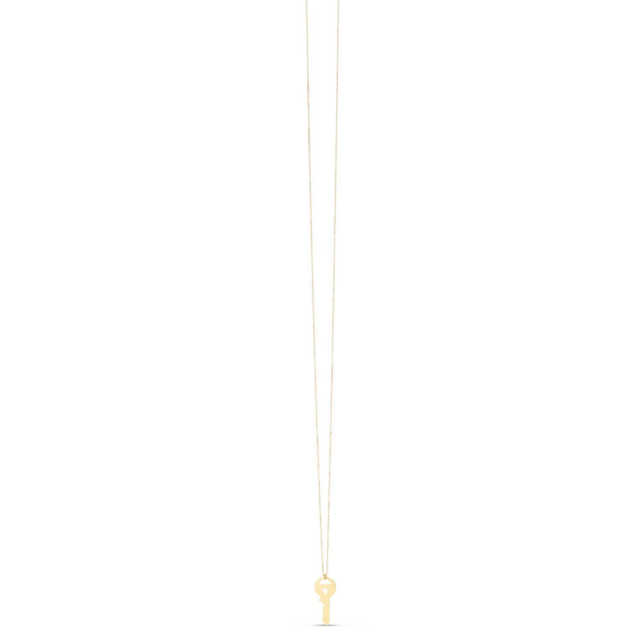 14K Yellow Gold Triple Heart Key Necklace
