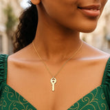 14K Yellow Gold Triple Heart Key Necklace thumbnail 4