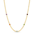 14K yellow gold curb chain necklace with polished Cuban links