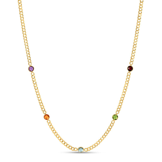 14K yellow gold curb chain necklace with polished Cuban links