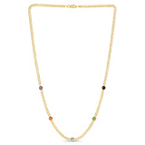 14K Yellow Gold Multi Gemstone Curb Chain Necklace thumbnail 2