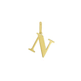 14K yellow gold initial N charm pendant with polished serif letter thumbnail 1