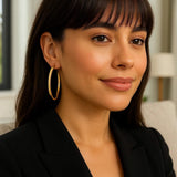 Large Wedding Hoop Earrings in 14K Yellow Gold thumbnail 3