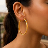 Large Wedding Hoop Earrings in 14K Yellow Gold thumbnail 4