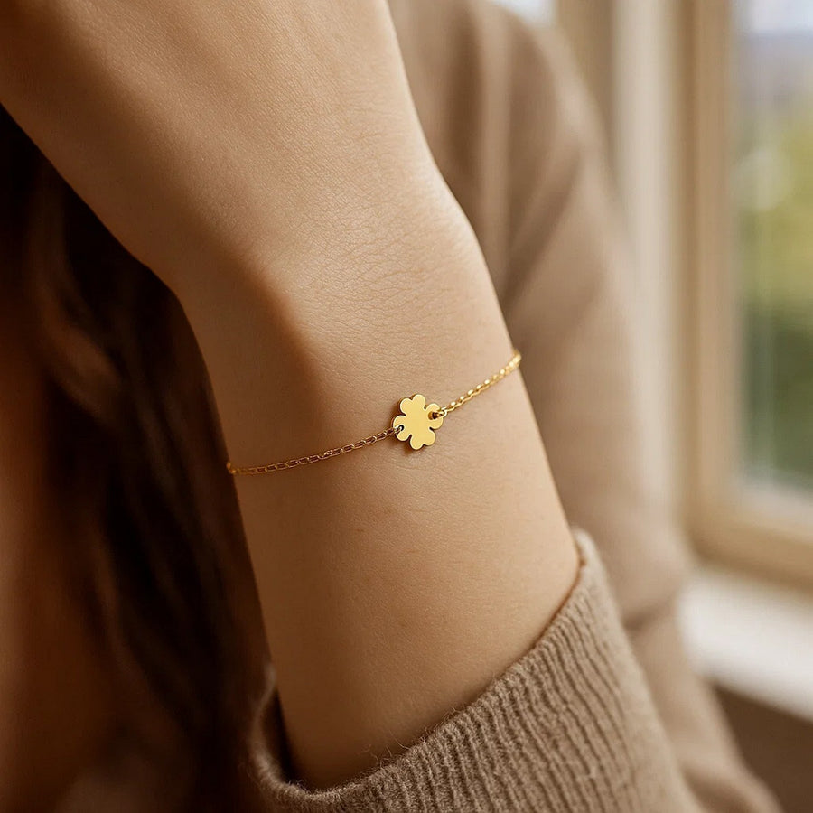 14K Yellow Gold Clover Bracelet