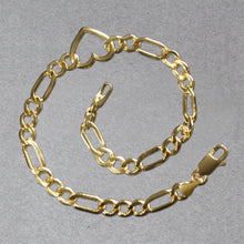 Load image into Gallery viewer, 14k Yellow Gold 7 inch Figaro Chain Bracelet with Heart (4.50 mm)