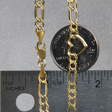 Load image into Gallery viewer, 14k Yellow Gold 7 inch Figaro Chain Bracelet with Heart (4.50 mm)